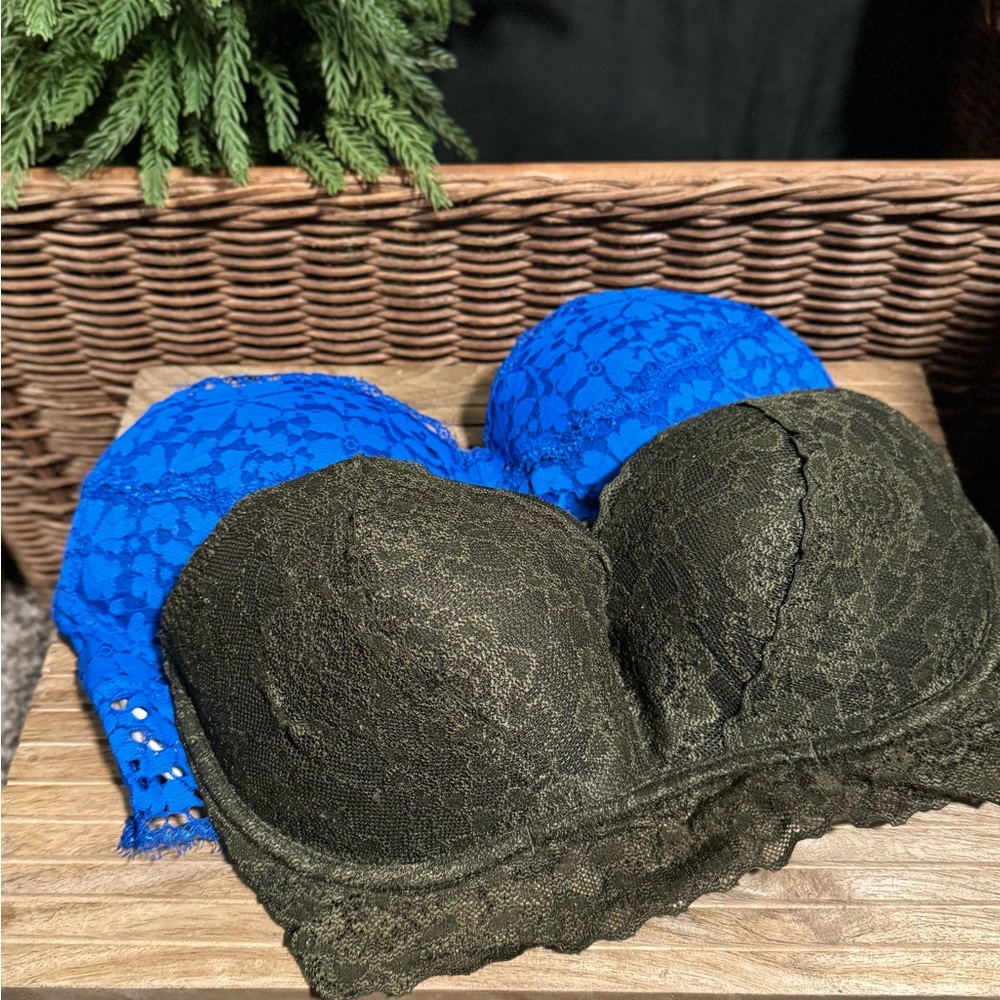 PINK Victoria's Secret Lace Bandeau in Green and Blue